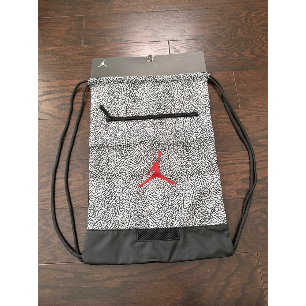 Jordan Boys Elephant Print Drawstring Bag Black White Red 9A0746-I00 OS